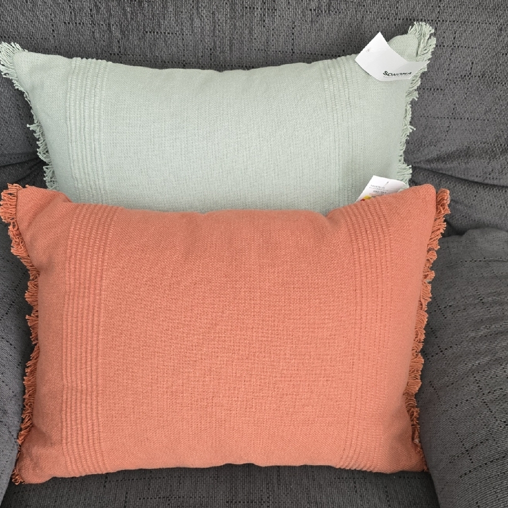 Sonoma Fringe Accent Pillow in Mint Green